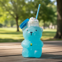 Vaso Transparente con Forma de Oso Unisex de 500 ml con Pajita y Tapa, Lindo Diseño Navideño, Reutilizable, Apto para Alimentos, Regalo para el Hogar y Fiestas