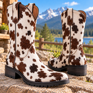 Bottes en cuir de vachette à poils faits main pour hommes et femmes |   Bottes en cuir de vachette avec fourrure |   Cowboystiefel Western |   Stivali da Cow - Product Image 5