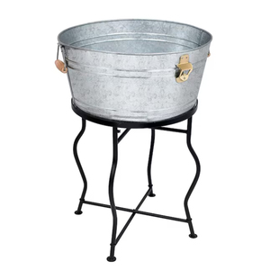 Seau à glace ovale en acier galvanisé de qualité supérieure, refroidisseur de boissons pour fêtes, événements et maison, bac à vin en métal, porte-boissons avec poignées - Product Image 6