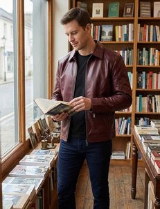 Men's <b>Slim</b> <b>Fit</b> PU Leather Moto <b>Jacket</b> Turn-down Collar Zipper Closure Solid Black Regular Length Autumn Wear - Product Image 3