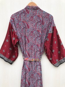 Kimono largo bordado en seda personalizado, estilo hippie, para el verano, estilo bohemio, para la playa, para cubrir el bikini, para mujeres de talla grande. - Product Image 3