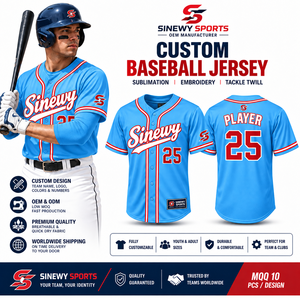SINEWY SPORT เสื้อเบสบอลผู้ชายสีฟ้าอ่อนแขนสั้นติดกระดุมด้านหน้าโพลีเอสเตอร์ระบายอากาศได้พิมพ์ชื่อทีมหมายเลข 25 - Product Image 6
