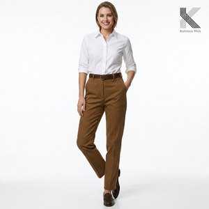 Pantalones Chinos Casuales para Mujer, Algodón Pesado con Lyocell, 420GSM, Tejido S-Twill Elástico, Proveedor Mayorista, OEM, ODM - Product Image 3