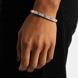 Etern Signature Luxury Pave Set Moissanite Butterfly Motif Classic Silver Wedding Designer <b>Bangle</b> <b>Bracelet</b> - Product Image 1