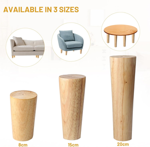Solid Wood Round Furniture Legs Natural Finish Wooden <b>Feet</b> Replacement <b>for</b> <b>Sofa</b> Cabinet Bed Durable Heavy Duty Support - Product Image 2