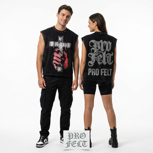 Heavy Weight Custom <b>Logo</b> Embroidery Sleeveless Tank Top Gothic Print Streetwear Shirt Punk Rock Vintage Graphic T Shirts Men's - Product Image 2