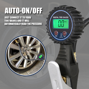 Đài Loan <span class=keywords><strong>Made</strong></span> kim loại Heavy-Duty kỹ thuật số Tire Inflator đo áp suất với LCD hiển thị cho tự động hội thảo và nhà để xe - Product Image 2