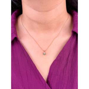 Indian Ethnic Artificial Jewellery-Platinum Plated Gold Chain with Scarlet Leaf Pendant - Product Image 3