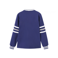 Cardigan en molleton bleu marine personnalisé pour femme, 100 % coton, col en V, avec logo universitaire brodé, idéal pour les acheteurs de sororités