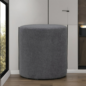 LUOOMA Minimalist Modern Dark Grey Ottoman Pouf Upholstery <b>Portable</b> Durable for Contemporary Living Spaces Bedroom Hotel Use - Product Image 1