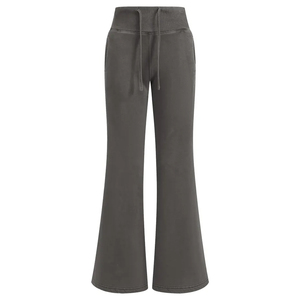 Pantalon de survêtement ample pour femme, coupe slim évasée, en molleton 400 g/m² délavé à l'acide, style vintage, streetwear décontracté - Product Image 1
