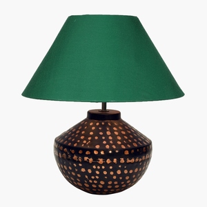 Luxury design Hammered Copper Table Lamp Emerald Green Fabric Shade <b>Rustic</b> Metal Bedside Light Vintage Nightstand <b>Home</b> <b>Decor</b> - Product Image 5