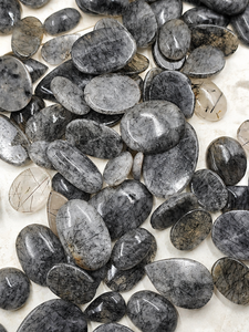 Natural Black Rutilated Quartz Loose Gemstones Tumbled Crystal <b>Stones</b> Polished <b>Pebbles</b> for Jewelry Craft - Product Image 3