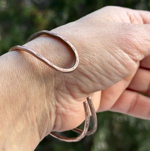 Belladec Handcrafted Wavy <b>Copper</b> Cuff Bracelet Open Adjustable <b>Bangle</b> Classic Minimalist Artisan Jewelry Elegant Gift Women - Product Image 1