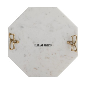 Plateau de service en marbre de luxe de forme personnalisée, plat de service fait à la main, plateau de service en marbre design vintage de belle qualité - Product Image 3