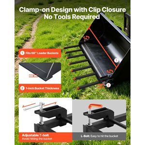 Forche per Detriti Robuste da 68,5 Pollici con 7 Denti, Capacità di Carico 4560 libbre, per Attrezzi da Trattore e Macchine Edili - Product Image 3