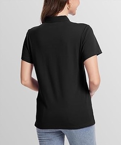 Polo en coton à manches courtes pour femme, couleur unie, tricoté, respirant, décontracté, boutonné, haut d'été 2026 - Product Image 4