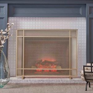 Heritage <b>Grid</b> Design <b>Metal</b> Fireplace Screen Heavy Duty Mesh Spark Guard Freestanding Hearth Protector Heat Resistant - Product Image 4
