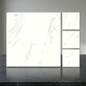 Baldosas de Porcelana con Aspecto de Mármol Blanco, 600x600mm, 18mm/20mm, Antideslizantes, Cerámica Esmaltada para Interiores Modernos y Exteriores de Villas - Product Image 2