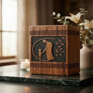Custom Wooden <b>Memorial</b> Urn Engraved Cremation <b>Keepsake</b> <b>Box</b> Remembrance Gift Nature <b>Memorial</b> Container - Product Image 4