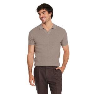 Camiseta Polo de Punto para Hombre, Manga Corta, Algodón Premium, Tejido Texturizado, Corte Ajustado, Estilo Casual Elegante, Ropa de Verano, Venta al Por Mayor - Product Image 3