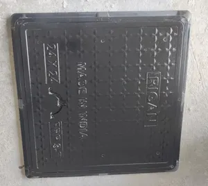 Couvercle de regard carré noir en PRV sur mesure 24x24 pour la plomberie à fibre optique et la réparation de regards - Product Image 1