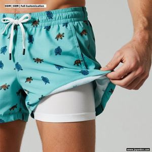 Custom <b>Mens</b> Swimming Trunks 2 in 1 Quick Dry Beach <b>Shorts</b> With Sublimation Printing <b>Compression</b> Boxer Liner Swim Trunks <b>Men</b> - Product Image 2