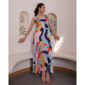 Robe Bohème Multicolore à Design Symétrique, Respirante et à Silhouette Ample, Taille XS pour les Loisirs - Service de Traitement Manuel - Product Image 3