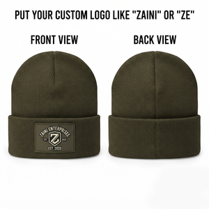 Premium Acrylic Knit <b>Men</b> Beanie Cap 280 GSM Warm Olive <b>Winter</b> <b>Hat</b> Ribbed Cuff Custom Embossed Rubber Patch Logo Outdoor Wear <b>Hat</b> - Product Image 1