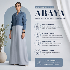 Elegante Vestido Abaya Modesto de Dos Tonos para Mujer, Manga Larga, Estilo Islámico Maxi |   Caftán Estilo Dubái, Ropa Musulmana, 26 Prendas de Moda Premium - Product Image 5