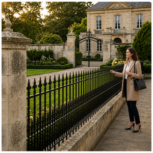 Elegant Cast Iron Boundary Wall Railing Luxury Estate Wrought Iron Perimeter Fence Traditional Mansion Gate Security Spear <b>Top</b> - Product Image 2