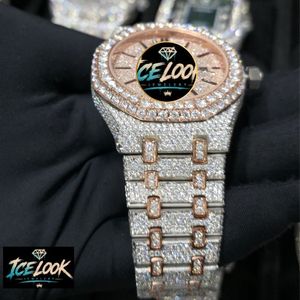 Montre mécanique Ice Cubed avec cadran en cristal, bracelet, affichage de la date, bijoux de mode - Product Image 2