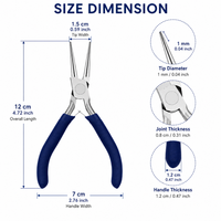 Pince à bec rond en acier inoxydable de haute qualité pour la pose de bijoux, outils de bricolage avec poignée bleue et options personnalisables