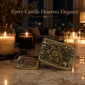 Antique Brass Floral Engraved <b>Matchbox</b> Holder Decorative Metal Match Case Luxury Home Decor Accessory for Candles Fireplace Use - Product Image 3