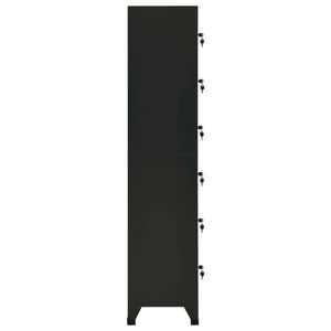 Armoire de rangement haute en acier noir, casiers rectangulaires de couleur noire - Product Image 3