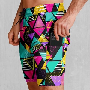 <b>Men</b> Geometric Print Canvas Board Shorts Quick Dry Mid Waist Drawstring Casual Swim <b>Trunks</b> Pockets Sublimation Transfer Print - Product Image 2
