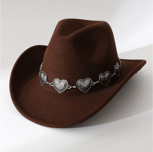 Sombrero Vaquero Unisex Europeo Americano, Nuevo y Moderno, de Lana, Estilo Jazz, con Cordones y Plumas, Protección Solar para Exteriores, Cálido para Invierno - Product Image 3