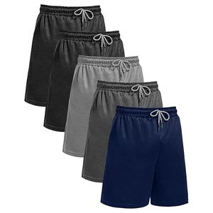 Shorts décontractés en coton pour hommes, avec cordon de serrage, tricotés, unis, taille élastique, confortables pour l'été, personnalisables avec logo, OEM, en gros - Product Image 1