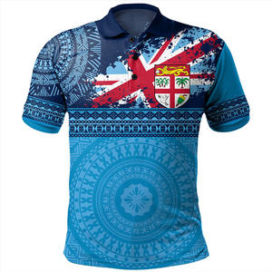 Polo à manches courtes pour homme avec emblème national des Fidji, décontracté, respirant, 100% polyester, motif tissé, coupe classique - Product Image 6