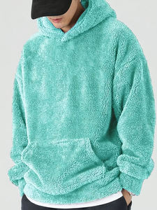 Sudadera con Capucha Extra Grande de Felpa Sherpa Verde Menta para Hombre, Sudadera con Capucha Informal de Invierno - Product Image 1