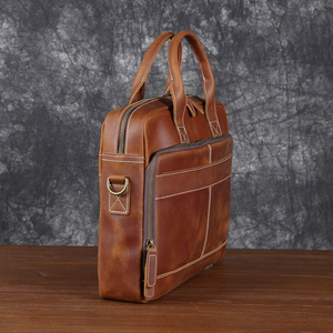 Unisex <b>Genuine</b> <b>Leather</b> <b>Handbags</b> Casual Laptop Bag Waterproof Large Capacity Office Bags in Solid Color - Product Image 3