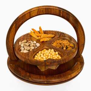 Affordable Handmade Wooden Snack Serving <b>Tray</b> with Multiple Compartments for Nuts, Dry Fruits, Sweets and Party Snacks - Product Image 4