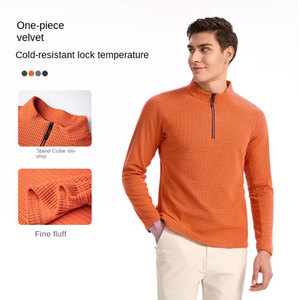 เสื้อสเวตเตอร์แขนยาวผู้ชายแบบซิป ¼  คอปก  โลโก้สั่งทำได้ แห้งเร็ว ยืดหยุ่น เหมาะสำหรับออกกำลังกาย ซิป โพลีเอสเตอร์ คอตตอน ทรงหลวม ใส่ได้ในฤดูใบไม้ผลิ - Product Image 6