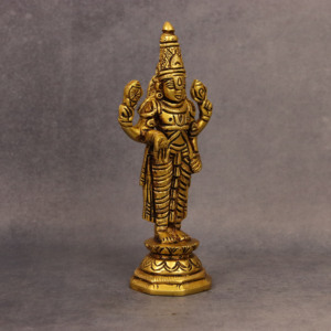 Ídolo de Latón de Tirupati Balaji, Estatua Religiosa de Venkateshwara Vishnu Bañada en Oro, Decoración para el Templo del Hogar - Product Image 3