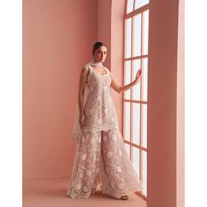 Vestido de novia especial Sayuri Designer Verona de malla pesada con bordado de lentejuelas, ropa étnica de diseñador - Product Image 1