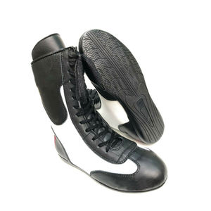 <b>Lace</b>-Up Leather Boxing <b>Shoes</b> <b>Black</b> White Breathable Slip Resistant All Weather Grip Lightweight - Product Image 5