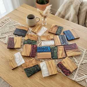 Elegant Handmade Wooden <b>Epoxy</b> <b>Resin</b> <b>Table</b> Coaster Set Durable Beverage Coasters for Modern Home Decor and Dining Accessories - Product Image 6