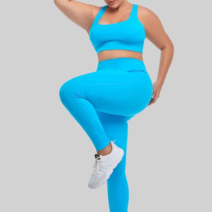 Ensembles de vêtements de sport élégants grande taille jusqu'à 4XL, soutien-gorge de yoga à bretelles avec leggings de sport très extensibles, vêtements d'exercice - Product Image 3
