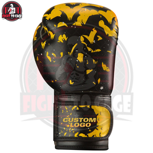 Guantes de Boxeo de Piel Sintética PU de Alta Calidad para Entrenamiento y Combate, Color Negro y Amarillo, para Niños, 16 oz, Venta al Por Mayor - Product Image 4