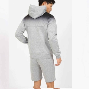 Men's Casual Solid Polyester/Cotton Blend Fleece Hoodie Shorts Set Breathable Autumn Two-Piece Elastic cottonBreathable - Product Image 2